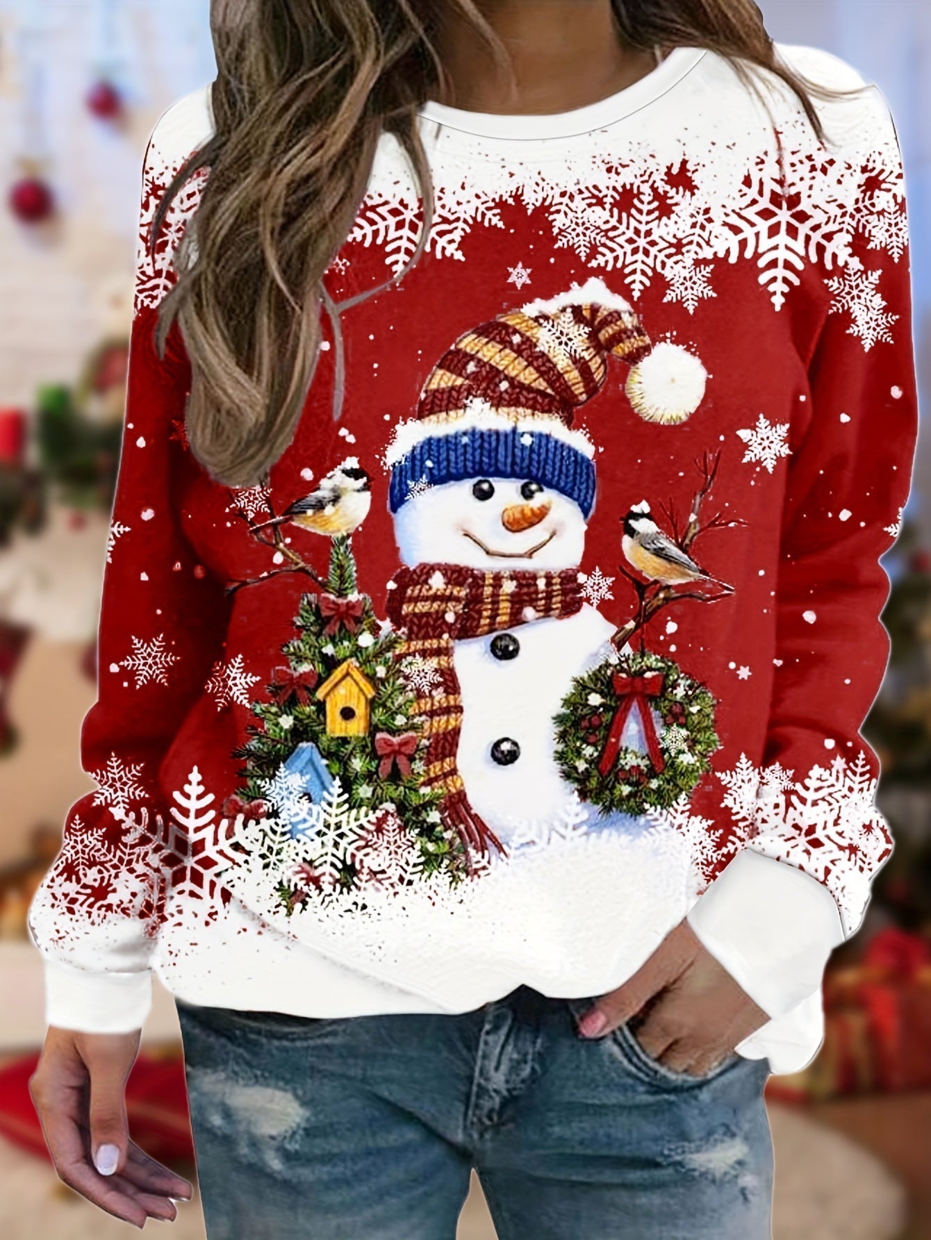 WinterGlow - Cozy Winter Sweater Featuring Snowman Design